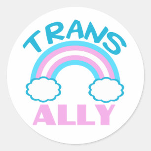 Trans Ally Transgender Rainbow Blue Pink White Runder Aufkleber