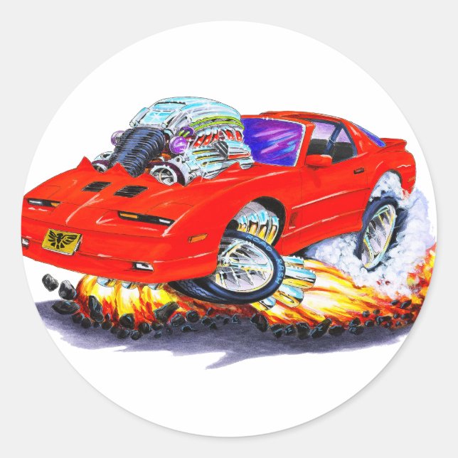 Trans Am Red Car 1982-92 Runder Aufkleber (Vorderseite)