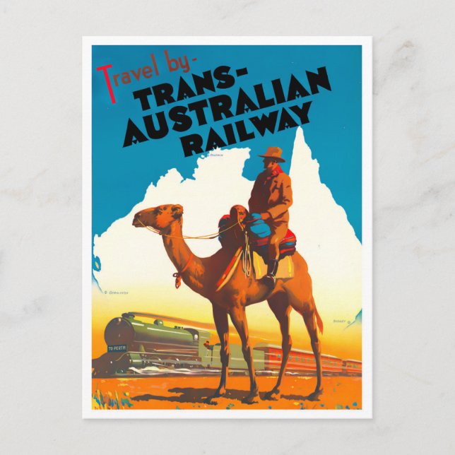 Trans Australian Railway Vintage Reise Postkarte (Vorderseite)