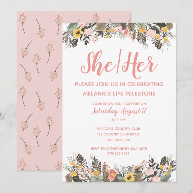 Trans-Dusche Transgender Coming Out Party Einladung (Vorne/Hinten)