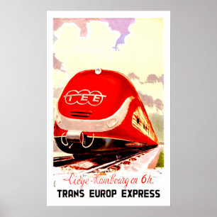 Trans-Europa-Express, Schnellzug, Vintage-Reise Poster