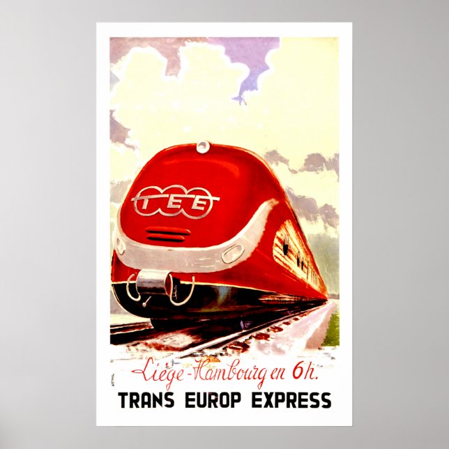 Trans-Europa-Express, Schnellzug, Vintage-Reise Poster (Vorne)