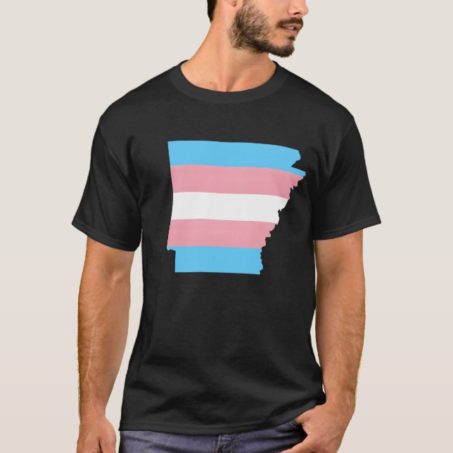 Trans Flag Arkansas LGBT-Stolz Unterstützungs-Gesc T-Shirt (Vorderseite)