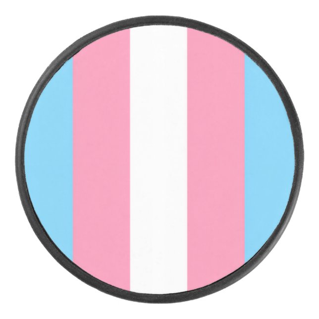 trans flag on hockey puck (Vorderseite)