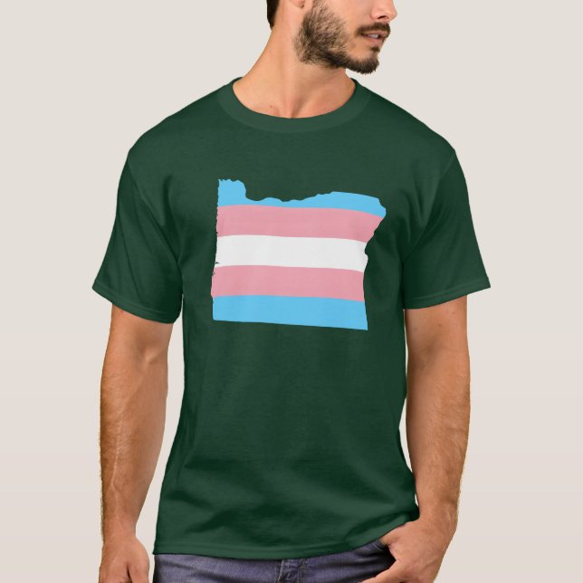 Trans Flagge Oregon LGBT Pride Unterstützung lusti T-Shirt (Vorderseite)