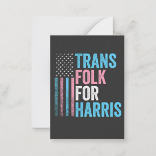 Trans Folk für Harris-Wahlen Transgender LGBT Mitteilungskarte