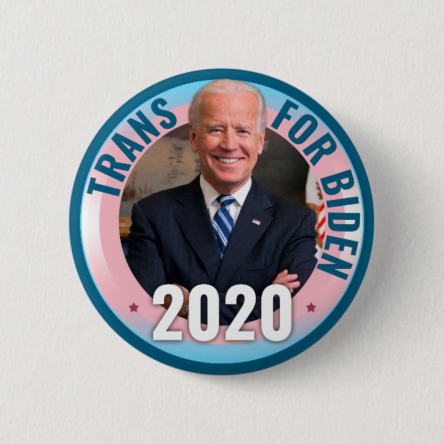 Trans für Joe Biden 2020 für Präsident - Demokrat Button (Vorderseite)