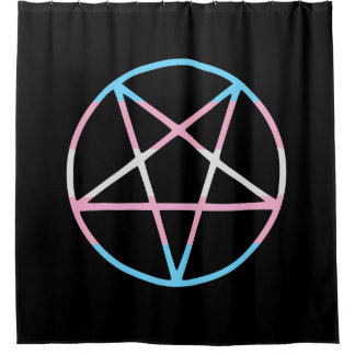 trans gay pride flag pentagram transgender duschvorhang