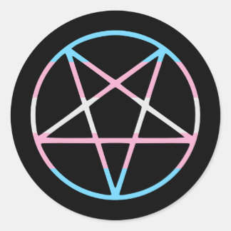 trans gay pride flag pentagram transgender runder aufkleber