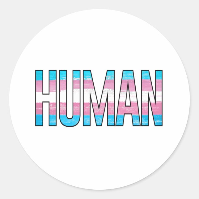 Trans Human Runder Aufkleber (Vorderseite)