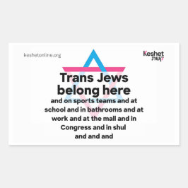 Trans Jews Belong Everywhere Rechteckiger Aufkleber