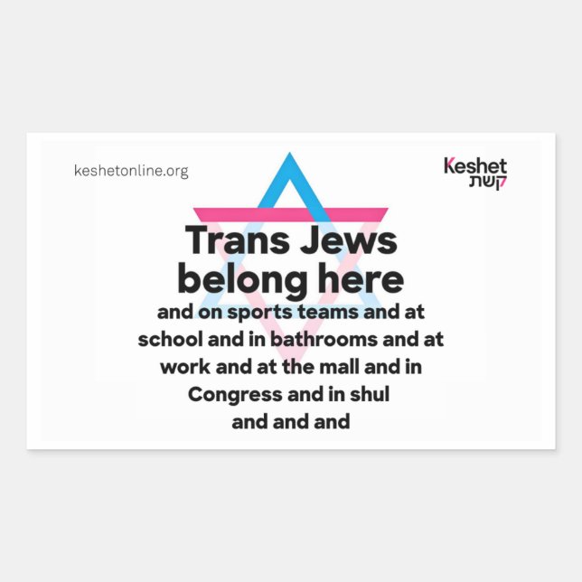 Trans Jews Belong Everywhere Rechteckiger Aufkleber (Vorderseite)