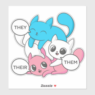 Trans Katzen sie ihre Pronomen Transgender II Aufkleber