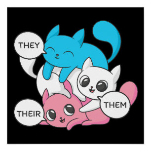 Trans Katzen Sie Ihre Pronomen Transgender II Poster