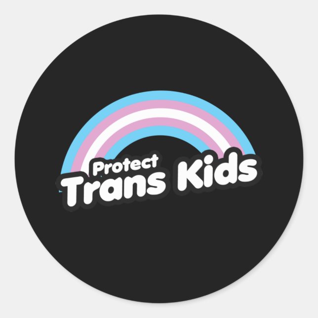 Trans Kids schützen - Regenbogen Runder Aufkleber (Vorderseite)