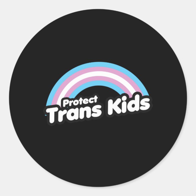 Trans Kids schützen - Regenbogen Runder Aufkleber (Vorderseite)