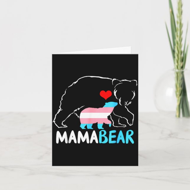 Trans Mama Bär stolze Mutter Regenbogen transgende Karte (Vorderseite)
