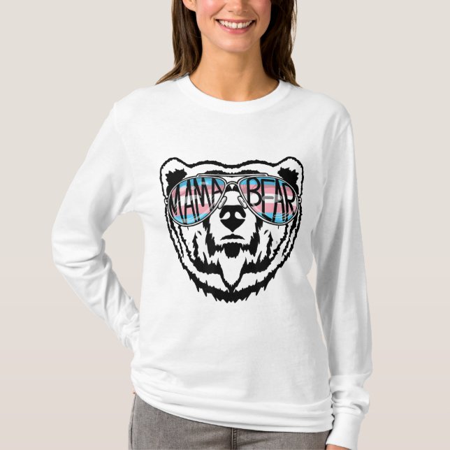 Trans Mama Bear Proud Mama Ally Transgender Rainbo T-Shirt (Vorderseite)