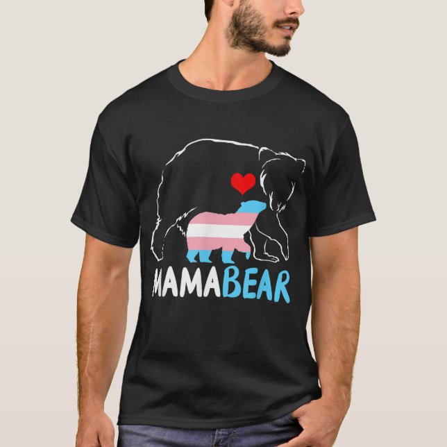 Trans Mama Bear Proud Mama Rainbow Transgender Mot T-Shirt (Vorderseite)