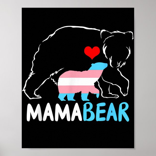 Trans Mama Bear Proud Mom Rainbow Transgender Poster (Vorne)