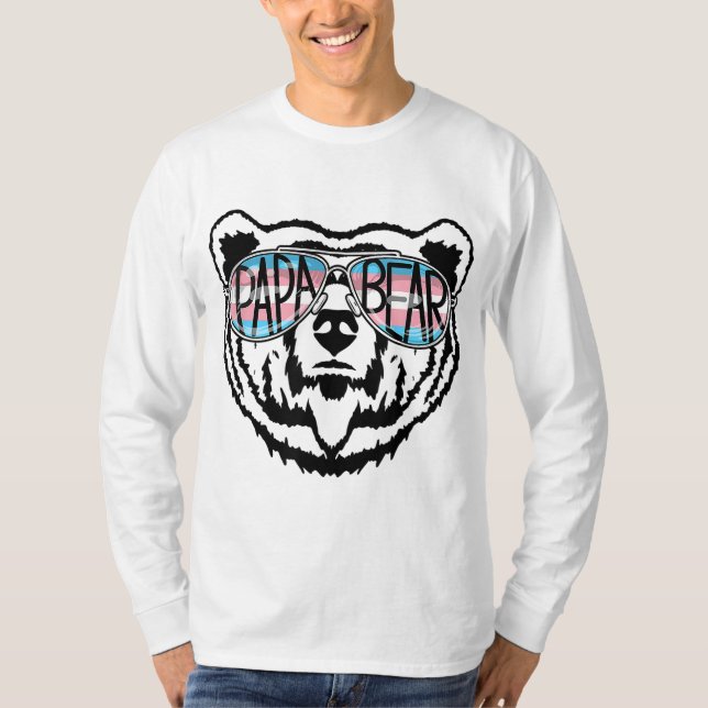 Trans Papa Bear Proud Dad Ally Transgender Rainbow T-Shirt (Vorderseite)