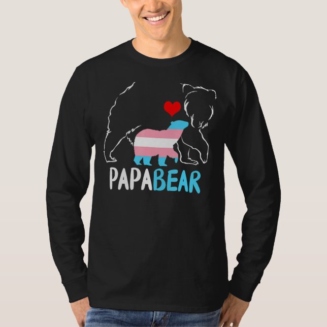 Trans Papa Bear Proud Vater Regenbogen Transgender T-Shirt (Vorderseite)