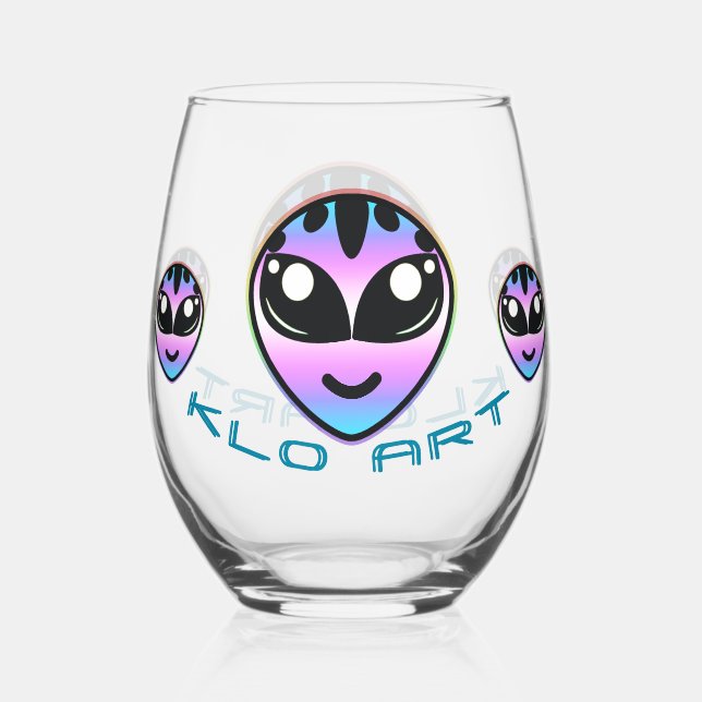 Trans Pride Alien Stemless Wine Glass Weinglas Ohne Stiel (Vorderseite)