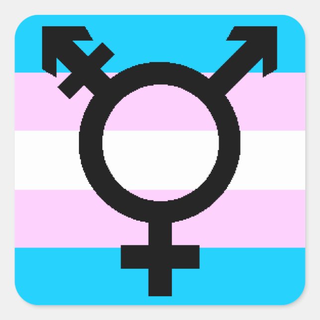 Trans-Pride-Aufkleber - gerundet mit Symbol Quadratischer Aufkleber (Vorderseite)