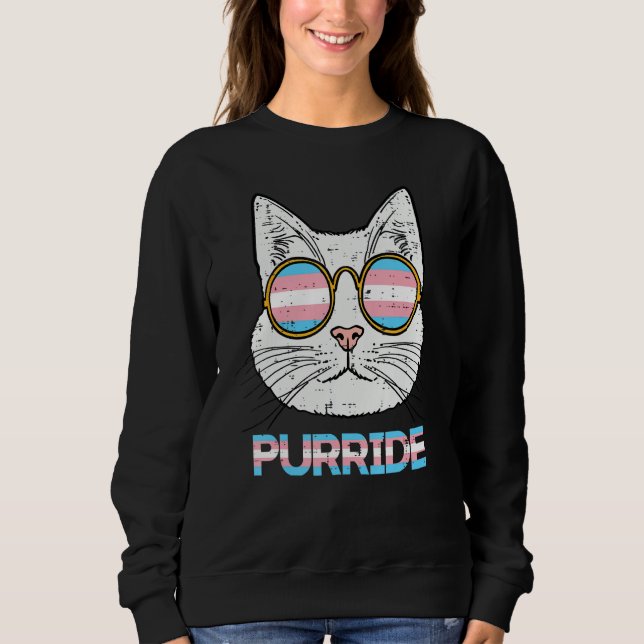 Trans Pride Cat Purride Transgender Flag Lgbt Men  Sweatshirt (Vorderseite)