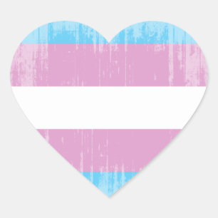 TRANS PRIDE DISTRESSED DESIGN Herz-Aufkleber