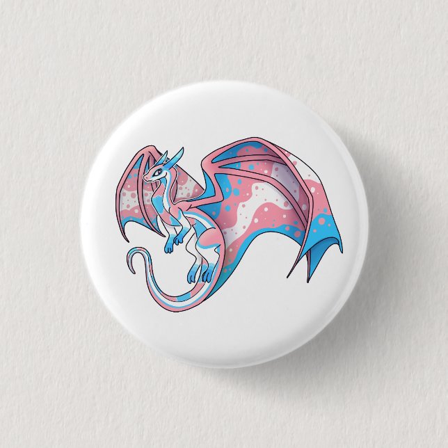 Trans Pride Dragon Button (Vorderseite)
