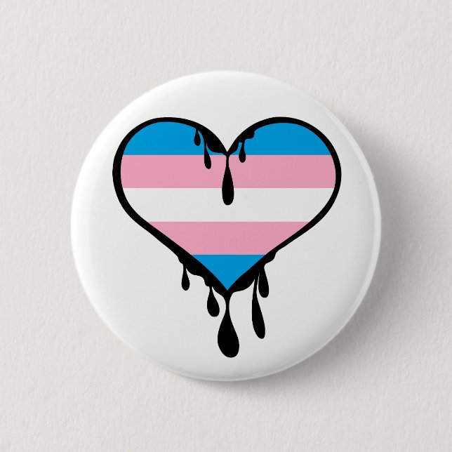Trans Pride Dripping Heart Button (Vorderseite)