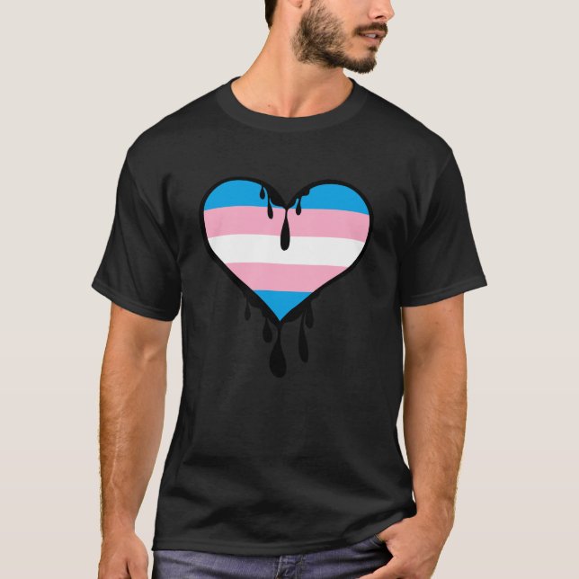 Trans Pride Dripping Heart T-Shirt (Vorderseite)