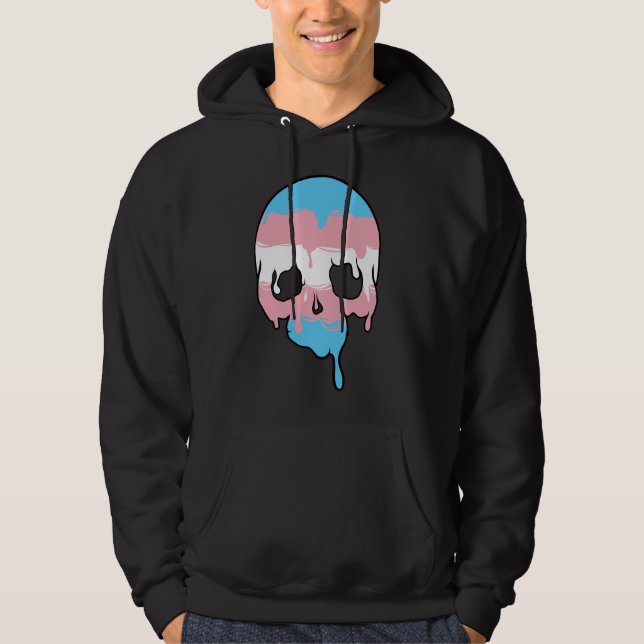 Trans Pride Driving Skull Hoodie (Vorderseite)