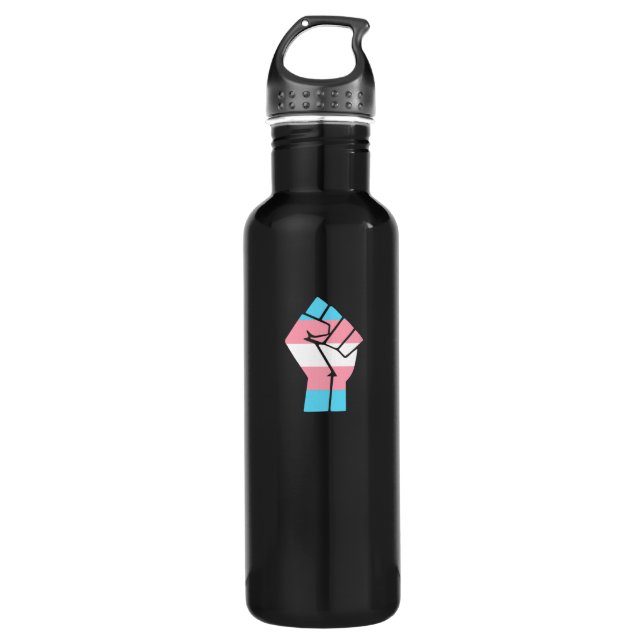 Trans Pride Fist Design für Gleichheit Edelstahlflasche (Vorderseite)