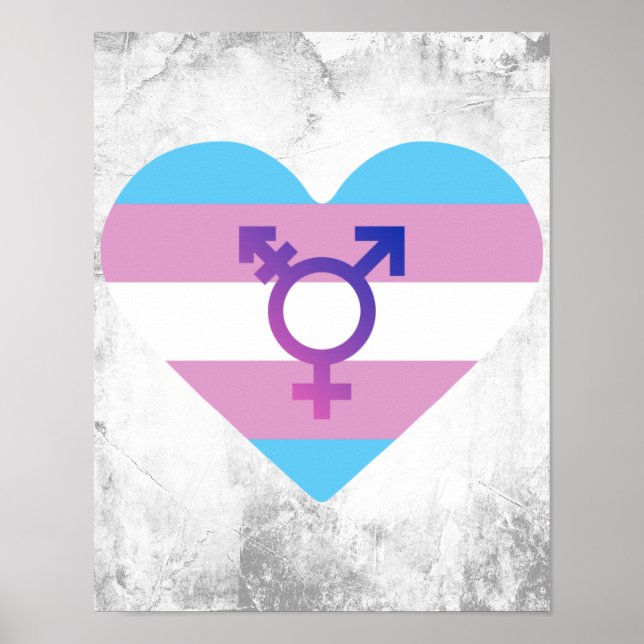 Trans Pride Flag Herz Poster (Vorne)