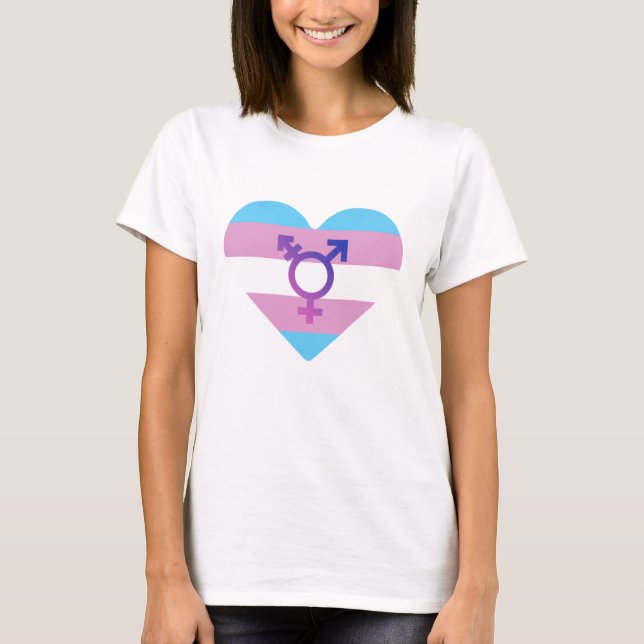 Trans Pride Flag Herz T-Shirt (Vorderseite)