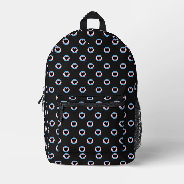 Trans Pride Flag Herzmuster Transgender Pride Bedruckter Rucksack (Vorderseite)