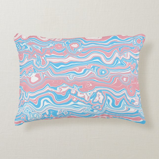 Trans Pride Flag Trippy Boho Groovy Wavy Streifen Dekokissen (Vorderseite)