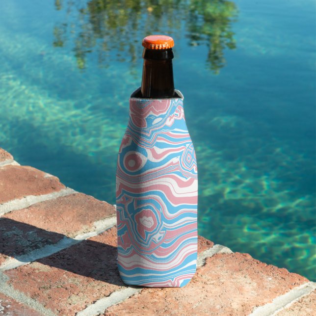 Trans Pride Flag Trippy Boho Groovy Wavy Streifen Flaschenkühler (In Situ Pool)
