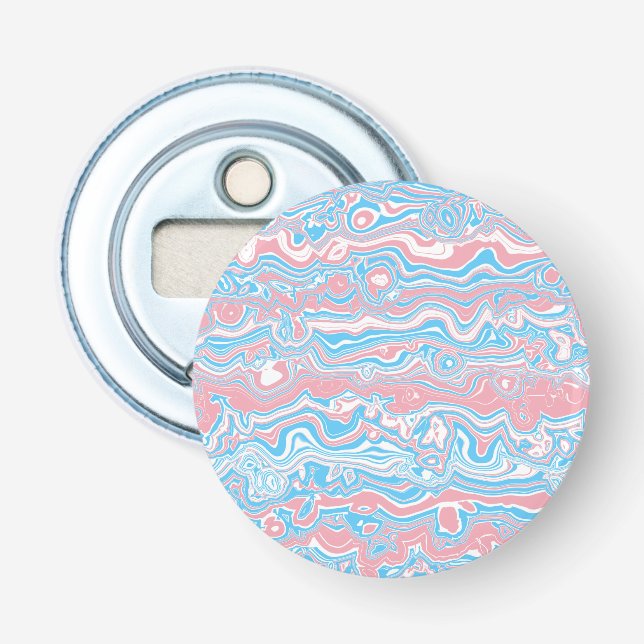 Trans Pride Flag Trippy Boho Groovy Wavy Streifen Flaschenöffner (Vorderseite)