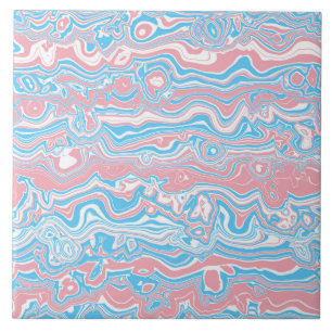 Trans Pride Flag Trippy Boho Groovy Wavy Streifen Fliese