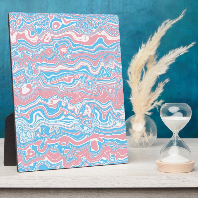 Trans Pride Flag Trippy Boho Groovy Wavy Streifen Fotoplatte (Seite)