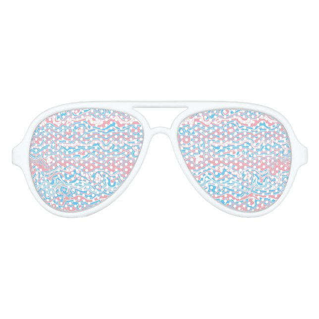 Trans Pride Flag Trippy Boho Groovy Wavy Streifen Partybrille (Vorderseite)