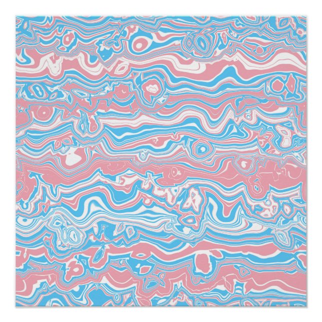 Trans Pride Flag Trippy Boho Groovy Wavy Streifen Poster (Vorderseite)