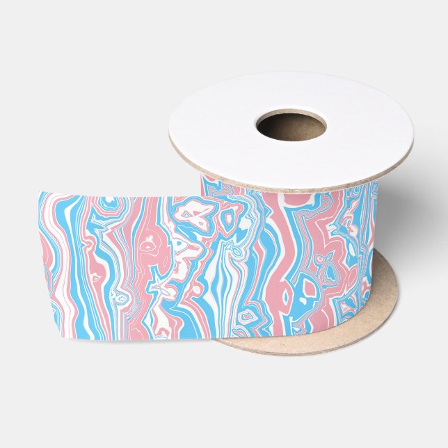 Trans Pride Flag Trippy Boho Groovy Wavy Streifen Satinband (Spule)