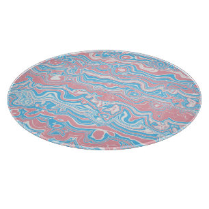 Trans Pride Flag Trippy Boho Groovy Wavy Streifen Schneidebrett