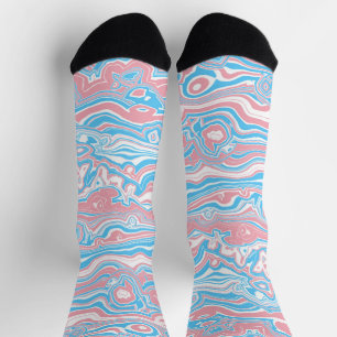 Trans Pride Flag Trippy Boho Groovy Wavy Streifen Socken