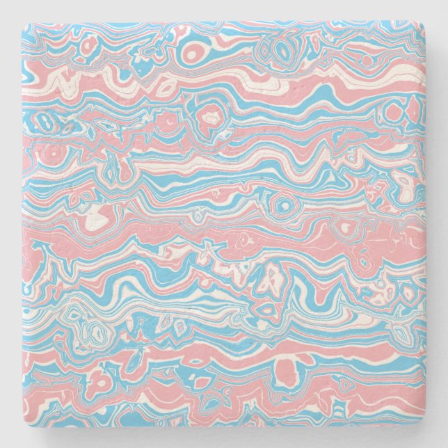 Trans Pride Flag Trippy Boho Groovy Wavy Streifen Steinuntersetzer (Vorderseite)