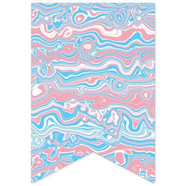 Trans Pride Flag Trippy Boho Groovy Wavy Streifen Wimpelkette (Erste Fahne)